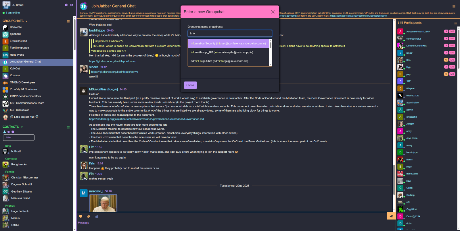 Screenshot of Converse in full-page mode